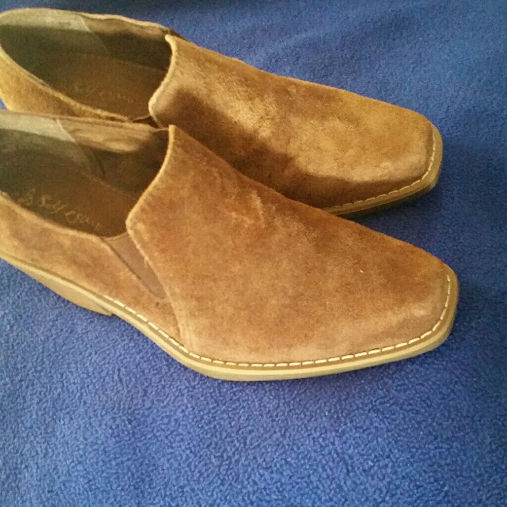 Brown Suede Square Toe Western Bootie